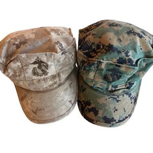 USMC MARPAT Utility Cover Hat Set Woodland & Desert Garrison Marine